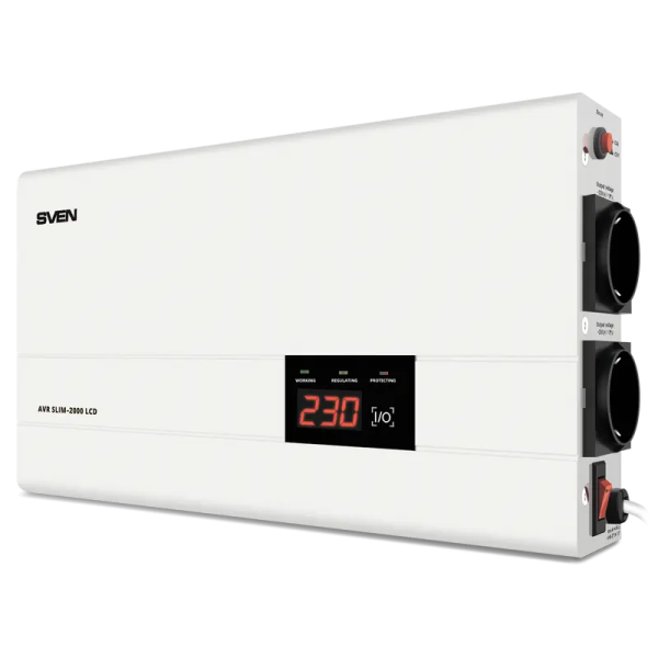 Stabilizator de Tensiune SVEN SLIM AVR-2000 LCD Alb - 2000 VA | 1200 W Stabilizator de Tensiune SVEN SLIM AVR-2000 LCD Alb - 2000 VA | 1200 W