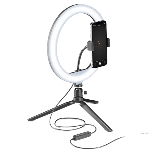 Lampă circulară Cellularline Selfie Ring Multicolor Negru Lampă circulară Cellularline Selfie Ring Multicolor Negru