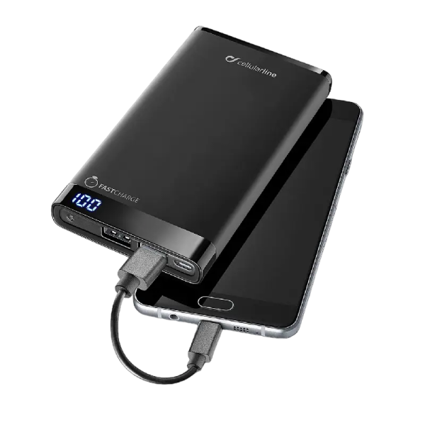 Acumulator extern Cellularline FreePower Slim Negru - Li-Polymer | 8000 mAh Acumulator extern Cellularline FreePower Slim Negru - Li-Polymer | 8000 mAh