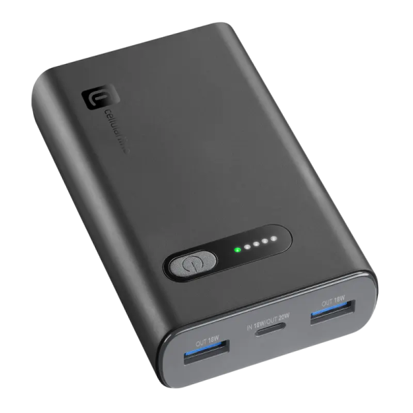 Acumulator extern Cellularline Fast PD Negru - Litium-Ion | 10000 mAh Acumulator extern Cellularline Fast PD Negru - Litium-Ion | 10000 mAh