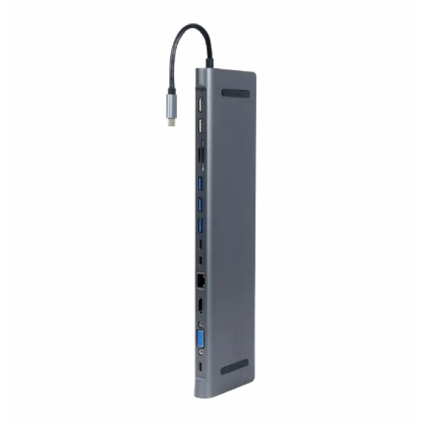 Видеоадаптер Cablexpert A-CM-COMBO9-01, USB Type-C - LAN, VGA, HDMI, USB Type-C, USB Type-A, SD card-reader, Серый Видеоадаптер Cablexpert A-CM-COMBO9-01, USB Type-C - LAN, VGA, HDMI, USB Type-C, USB Type-A, SD card-reader, Серый