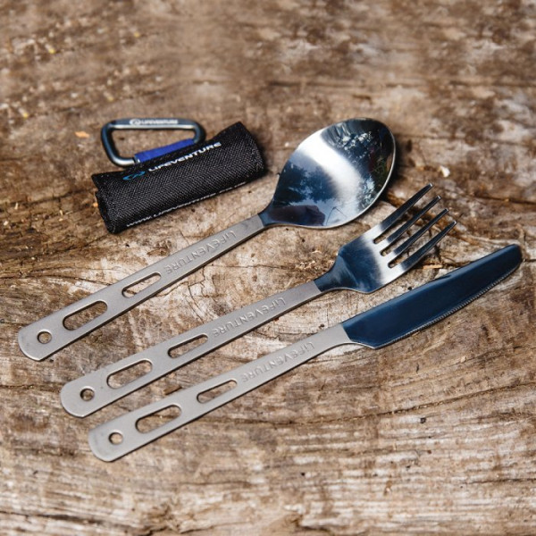 Набор титановых столовых приборов на карабине Lifeventure Titanium Cutlery