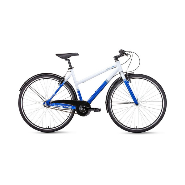 Bicicletă urbană FORWARD CORSICA 28 (28 "3 viteze 500 mm) 2018-2019, alb / albastru Bicicletă urbană FORWARD CORSICA 28 (28 "3 viteze 500 mm) 2018-2019, alb / albastru