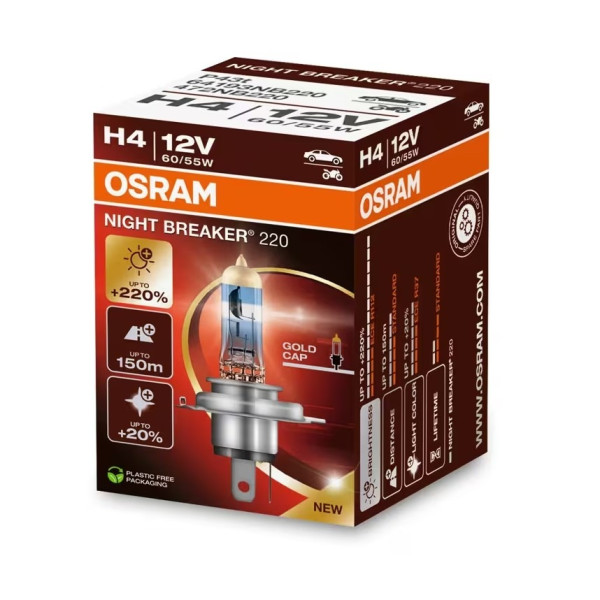 Bec auto Osram 64193 NB220 +220% H4 12V 60/55W Bec auto Osram 64193 NB220 +220% H4 12V 60/55W