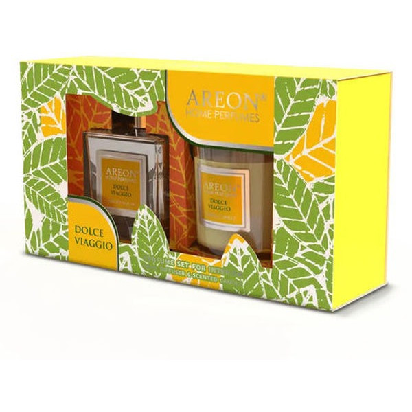 Ароматизатор набор Areon Home Perfume Sticks 150ml + свеча (Dolce Viaggio) Ароматизатор набор Areon Home Perfume Sticks 150ml + свеча (Dolce Viaggio)