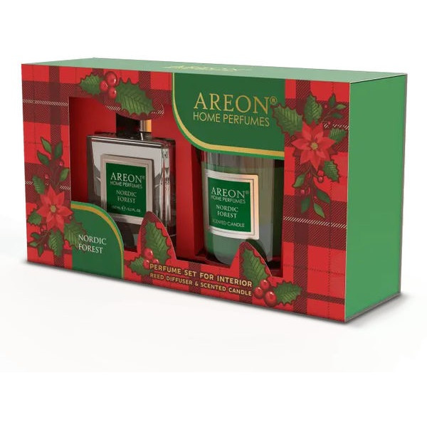 Ароматизатор набор Areon Home Perfume Sticks 150ml + свеча (Nordic Forest) Ароматизатор набор Areon Home Perfume Sticks 150ml + свеча (Nordic Forest)