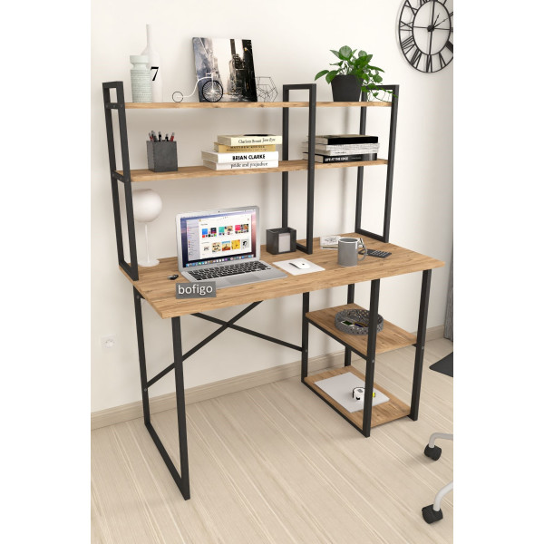Офисный стол с 2 отделениями Metal Nex Home 120 x 60 см, Дуб