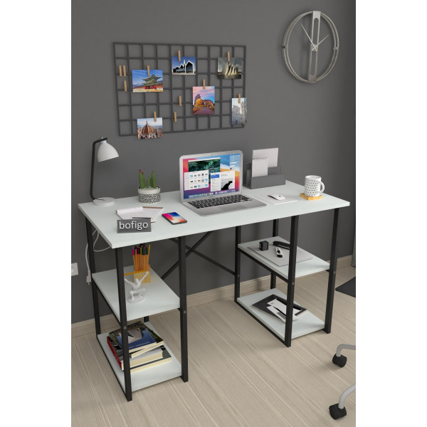 Офисный стол с 4 отделениями Metal Nex Home 120 x 60 см, Белый
