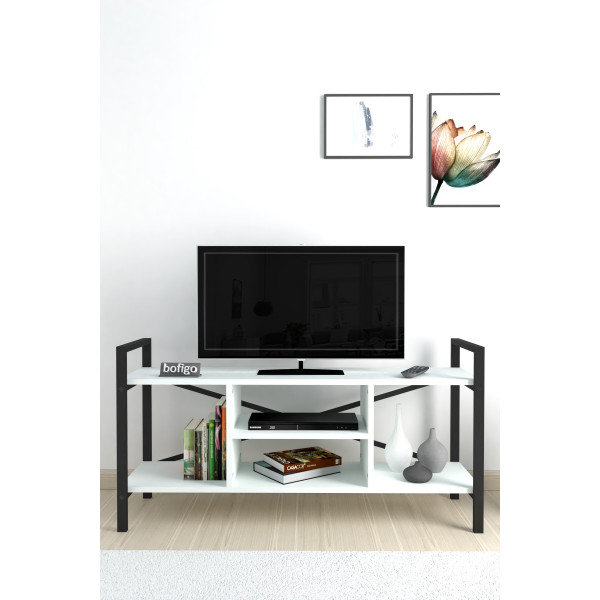 Comoda TV cu cadru metalic Nex Home 120 x 36,5 x 62,5 cm, Alb Comoda TV cu cadru metalic Nex Home 120 x 36,5 x 62,5 cm, Alb