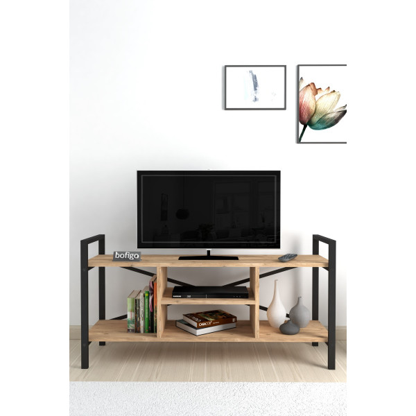 Comoda TV cu cadru metalic Nex Home 120 x 36,5 x 62,5 cm, Stejar