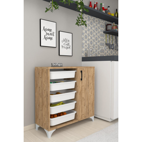 Ansamblu depozitare cu 5 compartimente Kayra Nex Home 77 x 30 x 77 cm, Stejar