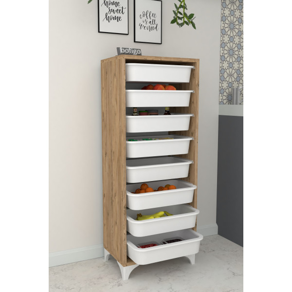 Ansamblu depozitare cu 8 compartimente Dora Nex Home 45,6 x 30 x 116 cm, Stejar
