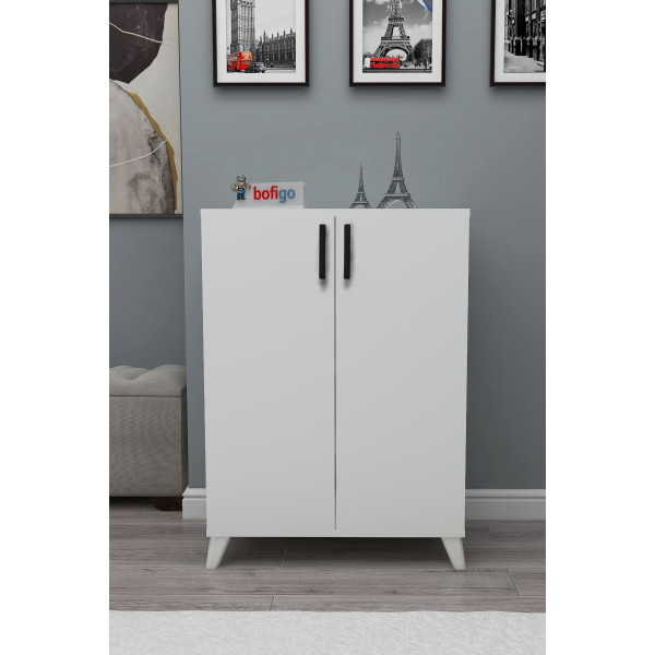 Dulap multifunctional cu 2 usi si 4 compartimente Ceren Nex Home 72 x 32 x 88 cm, Alb