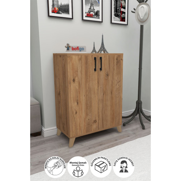 Многофункциональный шкаф с 2 дверцами и 4 отделениями Ceren Nex Home 72 х 32 х 88 см, Дуб