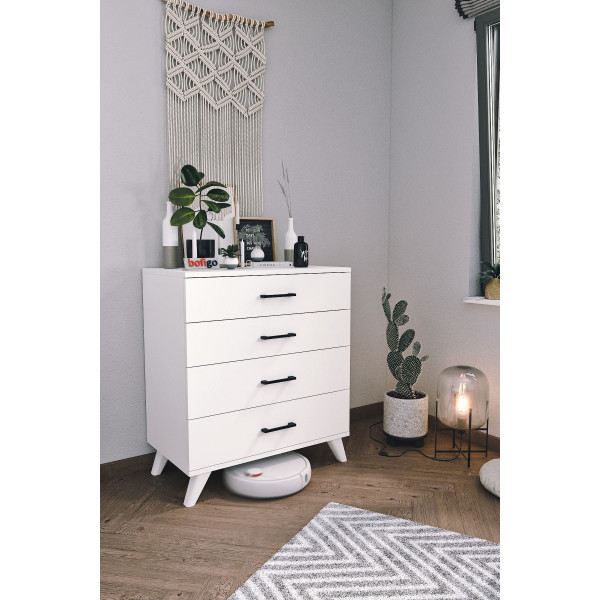 Комод с 4 отделениями и ножками Dresser Nex Home 76 x 44 x 86,5 см, Белый Комод с 4 отделениями и ножками Dresser Nex Home 76 x 44 x 86,5 см, Белый