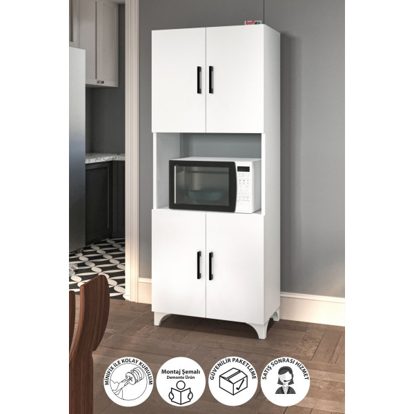 Dulap multifunctional cu 4 usi Ece Nex Home 60 x 33,8 x 154 cm, Alb