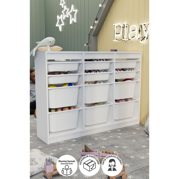Ansamblu depozitare cu 12 compartimente Lara Nex Home 132 x 30 x 95,5 cm, Alb Ansamblu depozitare cu 12 compartimente Lara Nex Home 132 x 30 x 95,5 cm, Alb