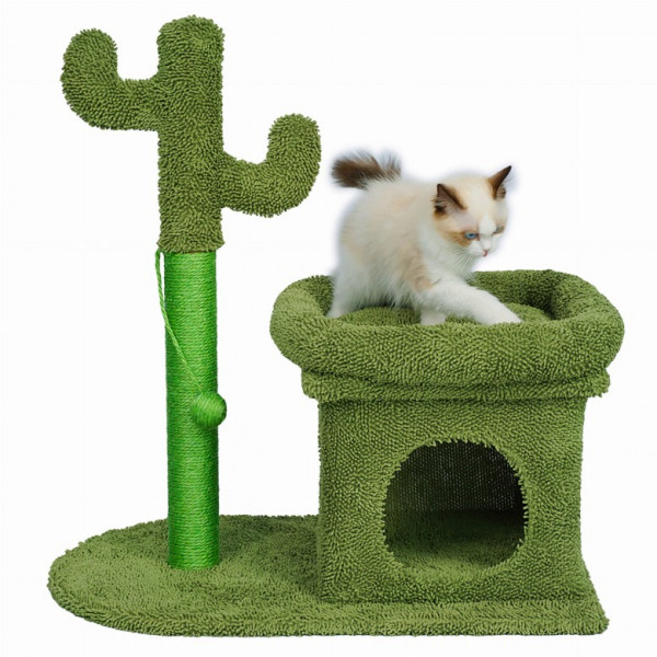Игровой набор для кошек, Jumi, модель кактуса, с платформой, кроваткой, 70x42x68 см, Зеленый
