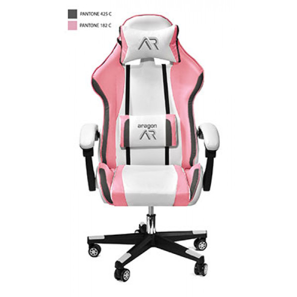 Scaun gaming Jumi ARAGON, Roz/alb
