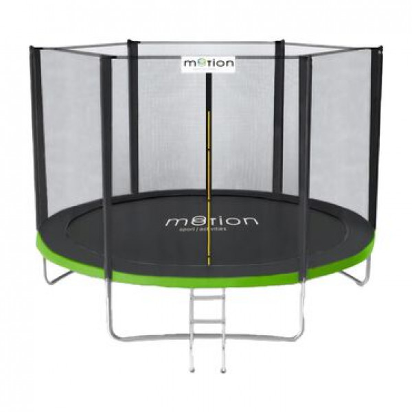 Trambulina de gradina pentru copii, Jumi, 305 cm (10Ft), cu plasa de protectie exterioara, Negru/verde