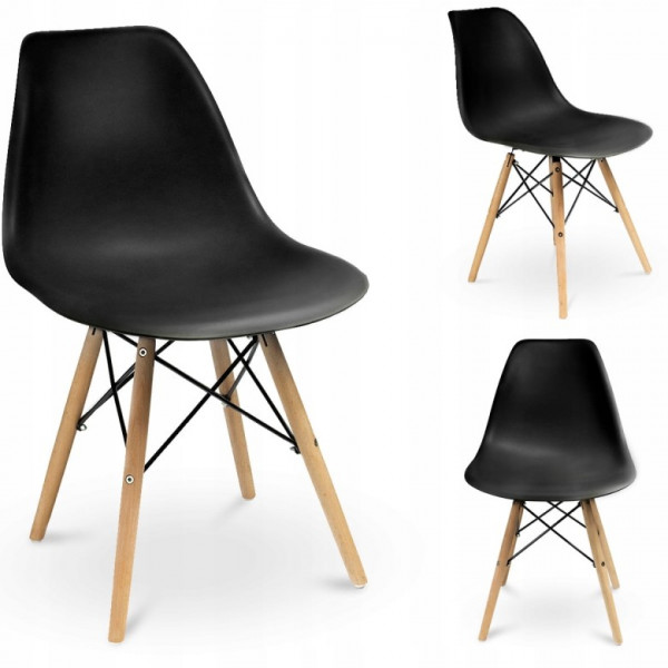 Scaun bucatarie, EVA, Jumi, polipropilena, lemn de fag, 81x46x52cm, Negru