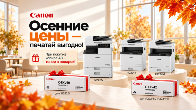 Осенняя акция Canon — тонер в подарок при покупке копиров imageRUNNER 2425i, 2224II и 2224NII