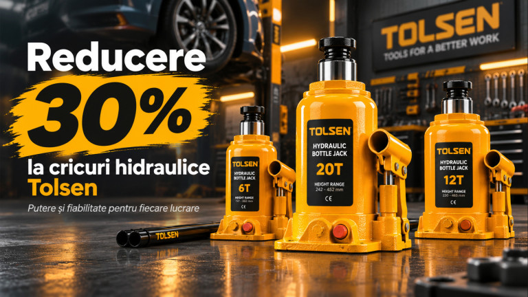Скидка 30% на гидравлические автомобильные домкраты Tolsen