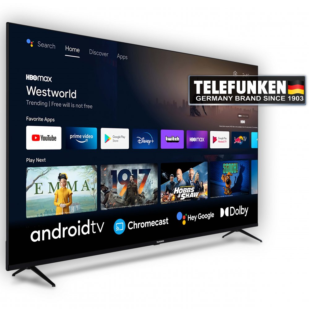 LED TV Telefunken 120Hz, 65QUA9360 UHD-QLED DVB-T/T2/C/S2/CI+ GoogleTV, Dolby Vision HDR, HLG 10bit(1.07 bilion colors)