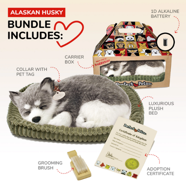 Cățeluș „Husky din Alaska” cu imitație de respirație Cățeluș „Husky din Alaska” cu imitație de respirație