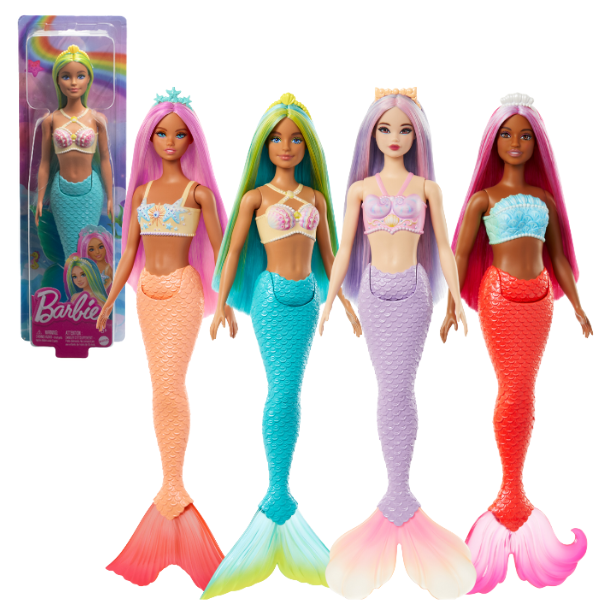 Кукла Barbie Dreamtopia «Русалка с разноцветными волосами», 4 модели