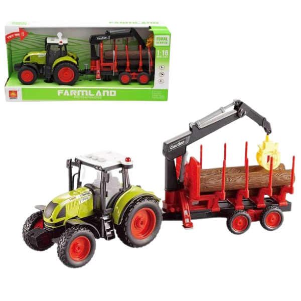 1:16 Tractor cu fricțiune „Trailered Farm Tractor” (lumina / sunet)