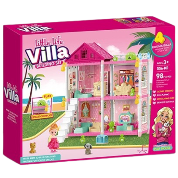 Căsuță pentru păpuși „Vila Mică” + accesorii, 98 elem. Căsuță pentru păpuși „Vila Mică” + accesorii, 98 elem.