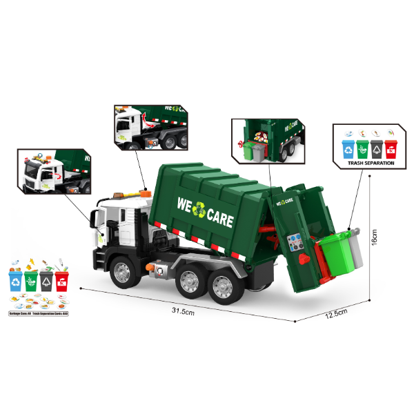 1:10 Camion de gunoi cu inerție (lumină / sunet) 1:10 Camion de gunoi cu inerție (lumină / sunet)