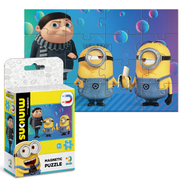 Puzzle magnetic „Copilaria lui Gru”, seria Minions, 16 elem. Puzzle magnetic „Copilaria lui Gru”, seria Minions, 16 elem.
