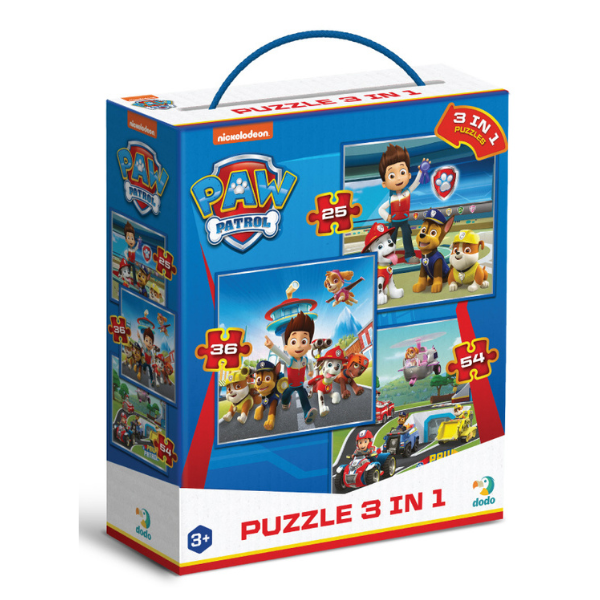 Puzzle 3-în-1 „Gata de acțiune”, 25, 36, 54 piese, seria Patrula Cățelușilor Puzzle 3-în-1 „Gata de acțiune”, 25, 36, 54 piese, seria Patrula Cățelușilor