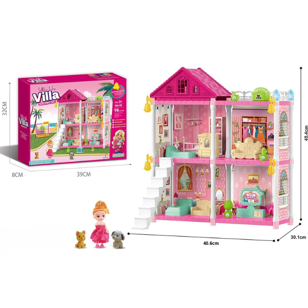 Căsuță pentru păpuși „Vila Mică” + accesorii, 98 elem. Căsuță pentru păpuși „Vila Mică” + accesorii, 98 elem.