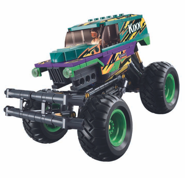 Set de construcție „Monster Truck verde-mov”, cu inerție, 252 elem. Set de construcție „Monster Truck verde-mov”, cu inerție, 252 elem.