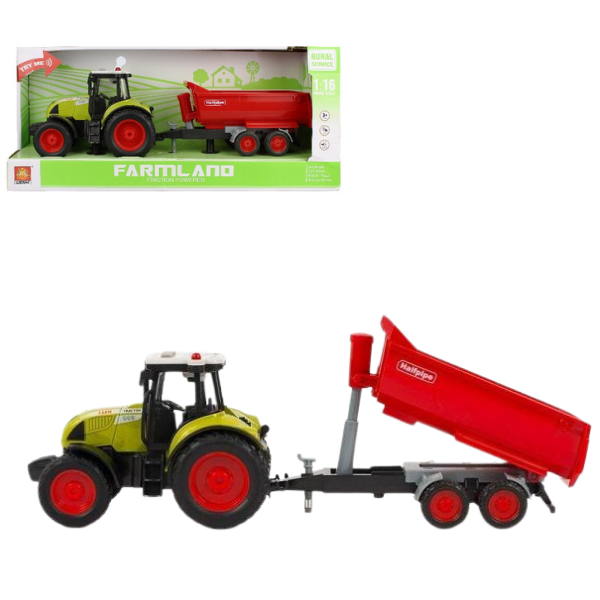 1:16 Tractor cu fricțiune „Trailered Farm Tractor” (lumina / sunet)