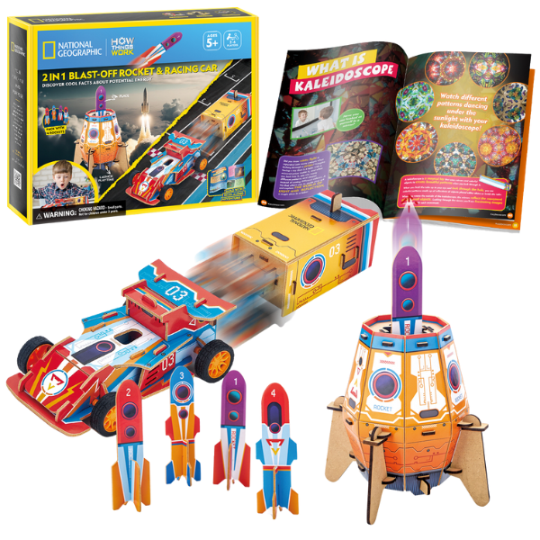 STEM Series 3D puzzle “2 în 1 Rachetă de lansare și mașină de curse” – studiem energia potențială, 88 elem. STEM Series 3D puzzle “2 în 1 Rachetă de lansare și mașină de curse” – studiem energia potențială, 88 elem.