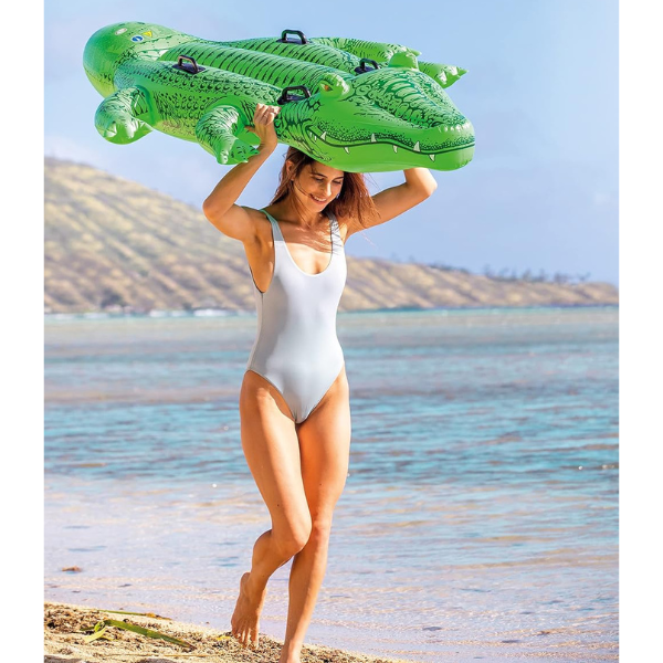 INTEX Надувной матрас-плот «Гигантский крокодил» с ручками, 203x114x25 см, до 80 кг, 3+ INTEX Надувной матрас-плот «Гигантский крокодил» с ручками, 203x114x25 см, до 80 кг, 3+