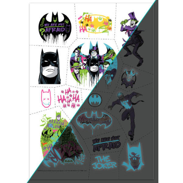 Set de tatuaje temporare pentru copii „Batman: Echipă”, luminează în întuneric Set de tatuaje temporare pentru copii „Batman: Echipă”, luminează în întuneric