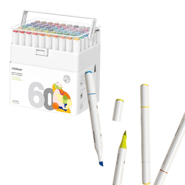 Set markere pentru schițe cu două capete, 60 culori Set markere pentru schițe cu două capete, 60 culori