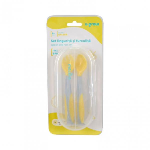 Set lingurita si furculita U-Grow, galben Set lingurita si furculita U-Grow, galben