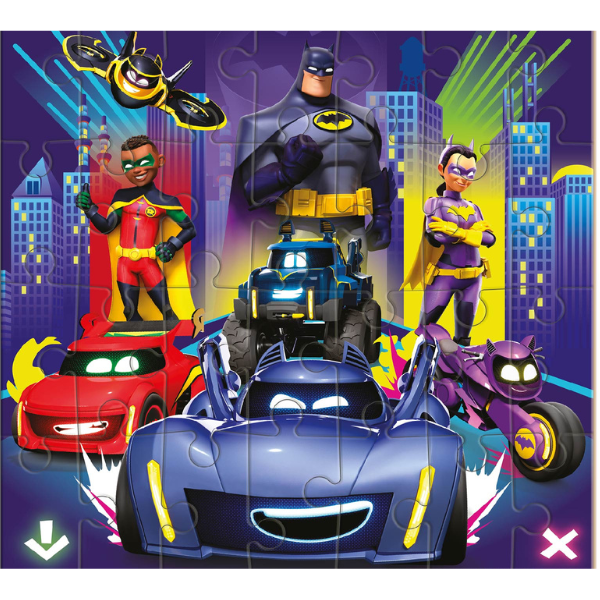 Puzzle „Batwheels: Chem pe toți betmobiliștii”, seria Progressive, 28 elem. Puzzle „Batwheels: Chem pe toți betmobiliștii”, seria Progressive, 28 elem.