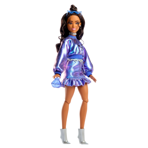 Кукла Barbie «Модница в глянцевом фиолетовом платье» Кукла Barbie «Модница в глянцевом фиолетовом платье»