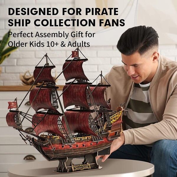 3D puzzle Corabie de pirați „Răzbunarea Reginei Anne” – ediție roșie aniversară, 391 de elemente 3D puzzle Corabie de pirați „Răzbunarea Reginei Anne” – ediție roșie aniversară, 391 de elemente