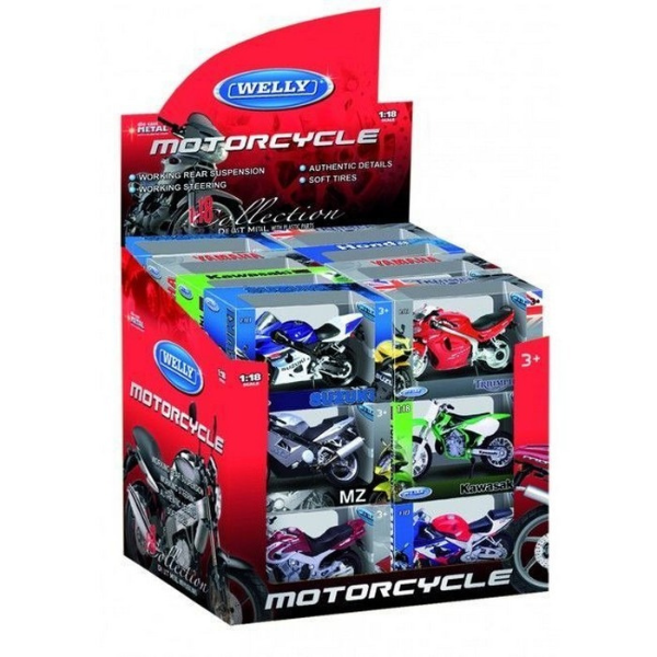 Motociclete Metalice de Colecție 1:18 WELLY, 6 modele (25A) Motociclete Metalice de Colecție 1:18 WELLY, 6 modele (25A)