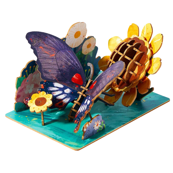 Puzzle 3D din lemn „Fluture”, 63 elem. Puzzle 3D din lemn „Fluture”, 63 elem.