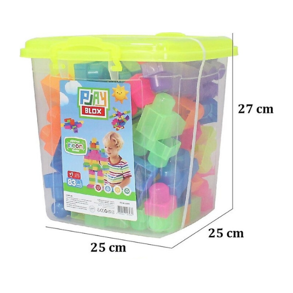 Set de construcție Găleată cu blocuri neon „Play Blox”, 83 piese Set de construcție Găleată cu blocuri neon „Play Blox”, 83 piese