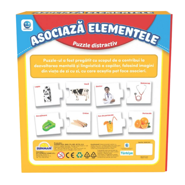 Puzzle „Învățăm asocierea elementelor”, (ro), Smile Games Puzzle „Învățăm asocierea elementelor”, (ro), Smile Games